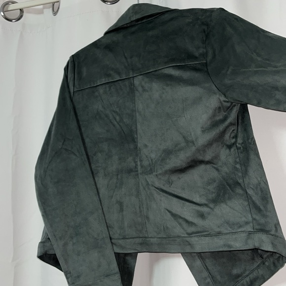 NWT Chaser Faux Suede Long Sleeve Draped Open Front Jacket blazer Gray Size S - Picture 8 of 8